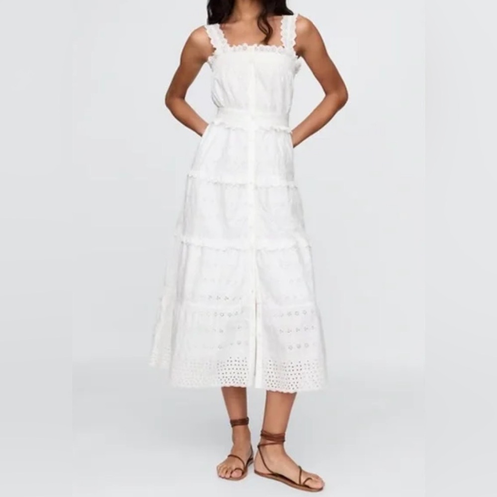 GAP x DOEN Midi Ivory Eyelet Dress